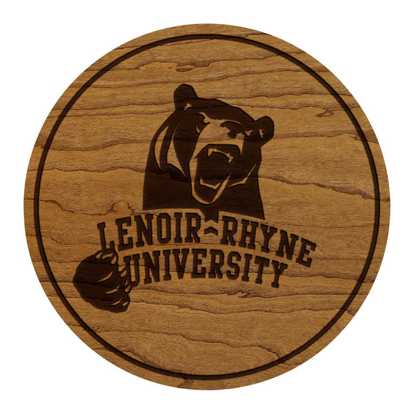 Lenoir-Rhyne University Bear Coaster - Crafted from Cherry or Maple Wood - Lenoir-Rhyne Bears