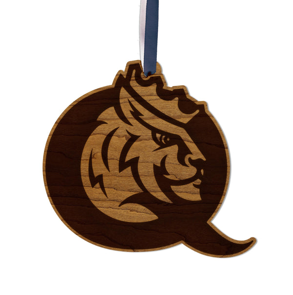 Queens University in Charlotte Primary Logo Ornament – Crafted from Cherry or Maple Wood – Queens Royals