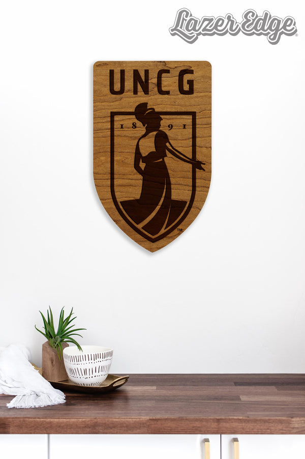 University of North Carolina Greensboro Academic Logo Wall Hanging – Crafted from Cherry and  Maple Wood - UNCG Spartans