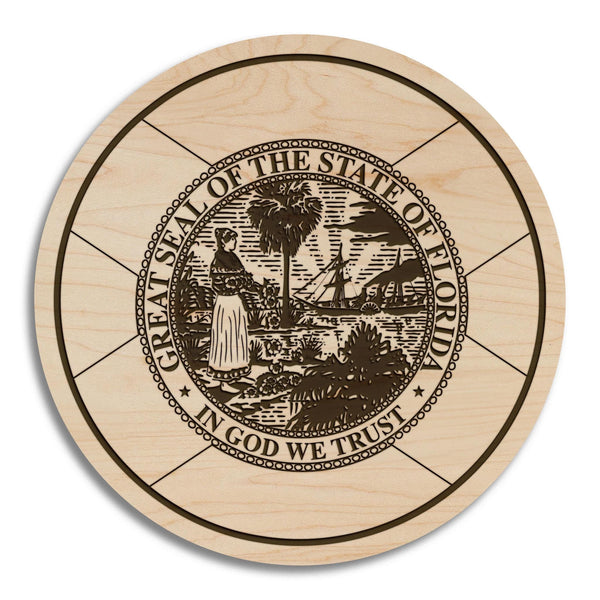 Florida State Flag Coaster - Crafted from Cherry or Maple Wood