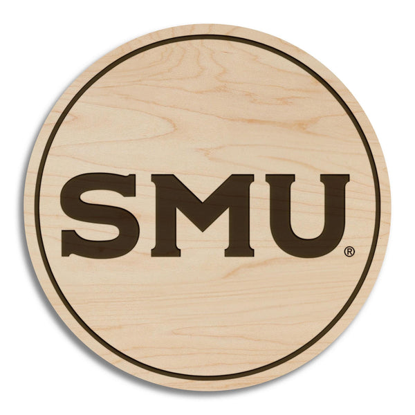 Southern Methodist University Wordmark Coaster – Crafted from Cherry or Maple Wood – SMU Mustangs