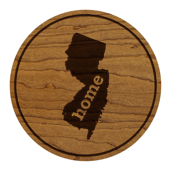 New Jersey Home State Map Coaster - Crafted from Cherry or Maple Wood