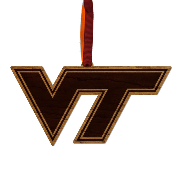 Virginia Tech VT Ornament – Crafted from Cherry and Maple Wood – Virginia Tech Hokies