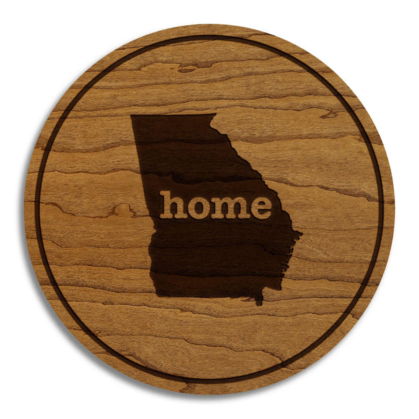 Georgia Home State Map Coaster - Crafted from Cherry or Maple Wood