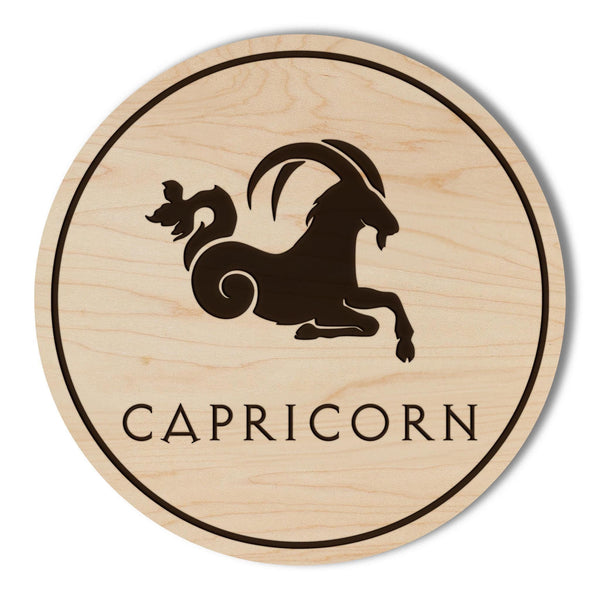 Capricorn Symbol Zodiac Coaster – Crafted from Cherry or Maple Wood