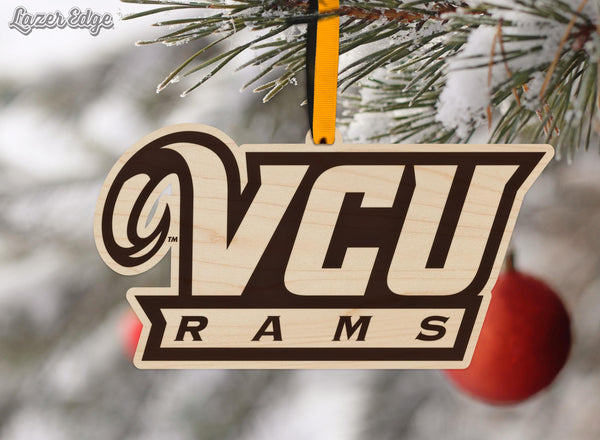 Virginia Commonwealth University Initials Ornament – Crafted from Cherry and Maple Wood – VCU Rams