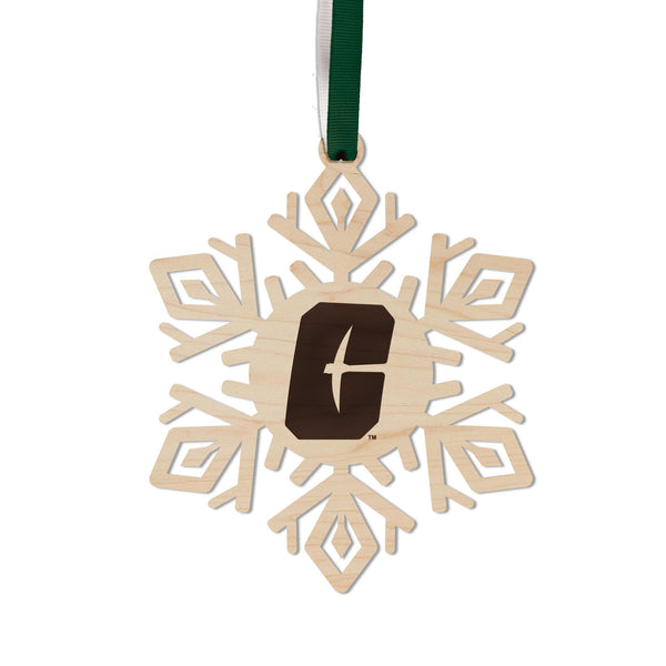 University of North Carolina at Charlotte All-In-C Snowflake Ornament – Crafted from Cherry and Maple Wood – UNC Charlotte 49ers