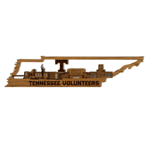 University of Tennessee Skyline Wall Hanging - Crafted from Cherry and Maple Wood - University of Tennessee Volunteers