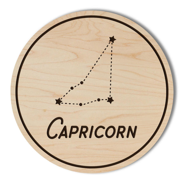 Capricorn Constellation Zodiac Coaster – Crafted from Cherry or Maple Wood