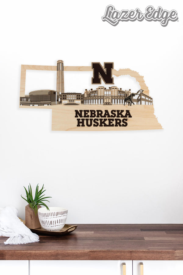 University of Nebraska Herbie on State Wall Hanging – Crafted from Cherry and  Maple Wood