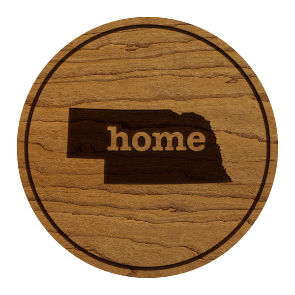 Nebraska Home State Map Coaster - Crafted from Cherry or Maple Wood