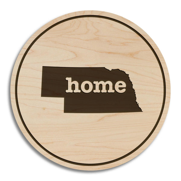 Nebraska Home State Map Coaster - Crafted from Cherry or Maple Wood