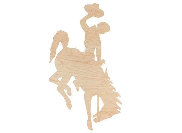 University of Wyoming Bucking Horse Wall Hanging - Crafted from Cherry and Maple Wood - Wyoming Cowboys