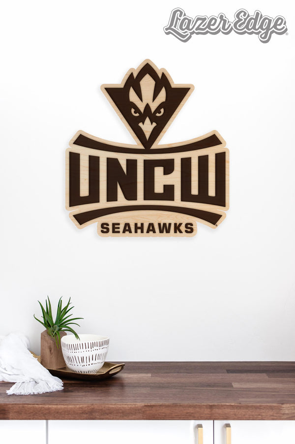 University of North Carolina at Wilmington Logo Wall Hanging – Crafted from Cherry and  Maple Wood - UNCW Seahawks