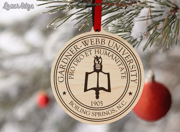 Gardner Webb University Seal Ornament – Crafted from Cherry Wood – Gardner Webb Bulldogs