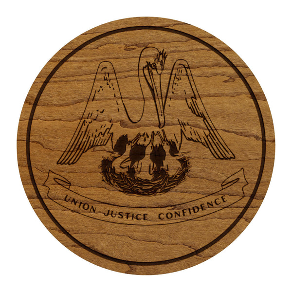 Louisana State Flag Coaster - Crafted from Cherry or Maple Wood