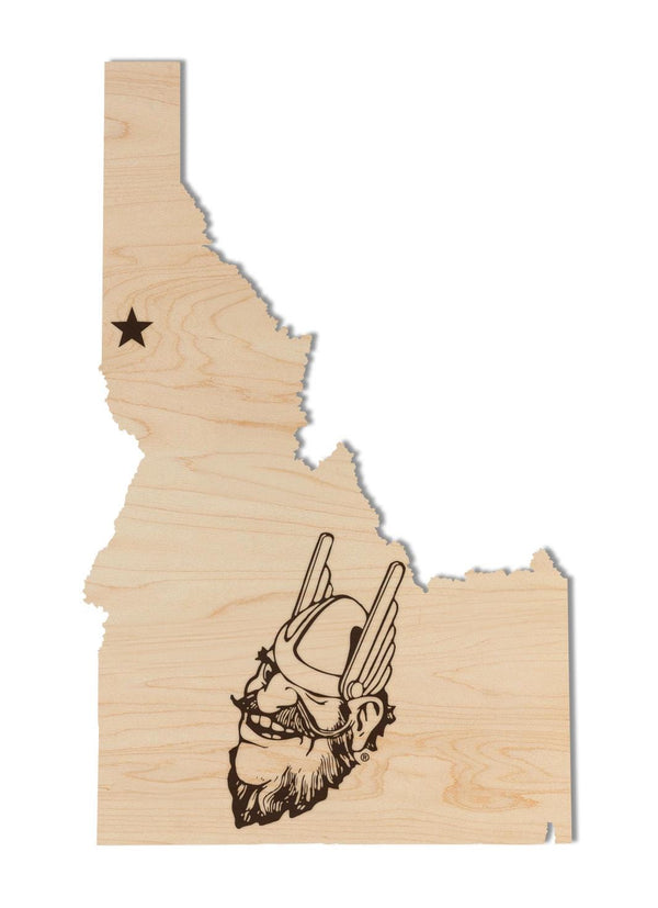 University of Idaho Vandal Joe on State Wall Hanging - Crafted from Cherry and Maple Wood - University of Idaho Vandals