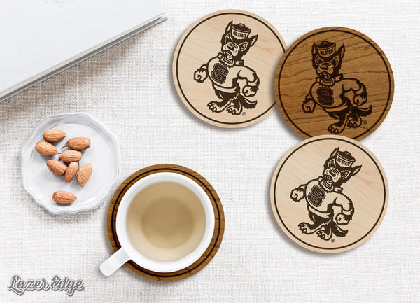 North Carolina State University Strutting Tuffy Coaster – Crafted from Cherry or Maple Wood – NC State Wolfpack