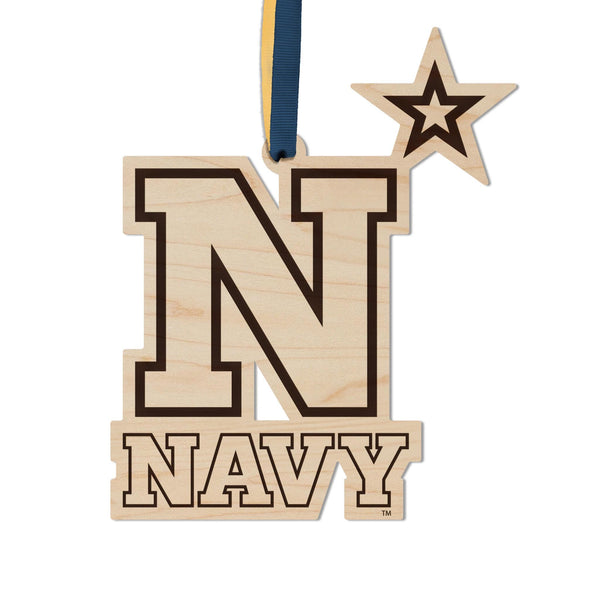 United States Naval Academy Navy Star Ornament – Crafted from Cherry and Maple Wood – Navy Midshipmen