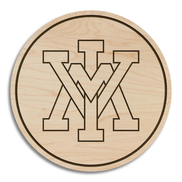 Virginia Military Institute VMI Logo Coaster – Crafted from Cherry or Maple Wood – VMI Keydets