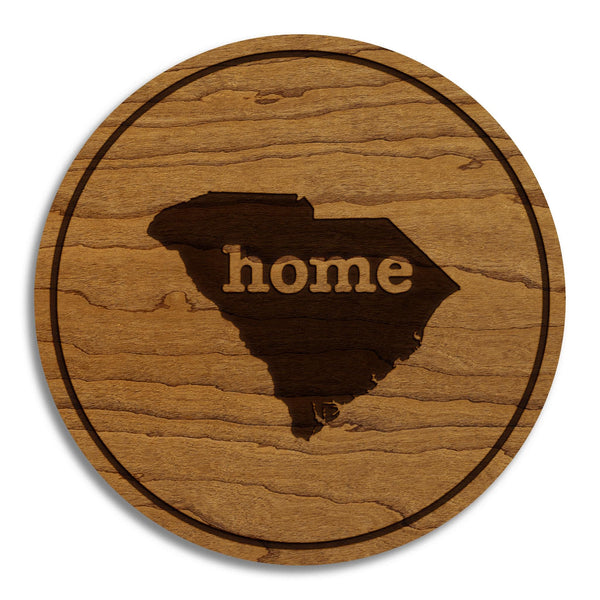 South Carolina Home State Map Coaster - Crafted from Cherry or Maple Wood