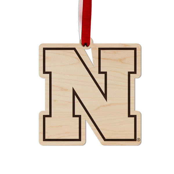 University of Nebraska N Ornament - Crafted from Cherry or Maple Wood - Nebraska Huskers