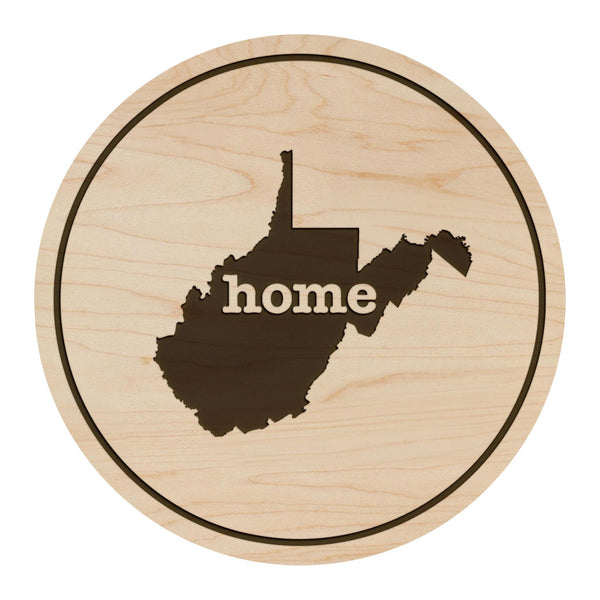 West Virginia Home State Map Coaster - Crafted from Cherry or Maple Wood