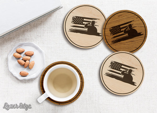 United States Military Salute Coaster - Crafted from Cherry or Maple Wood