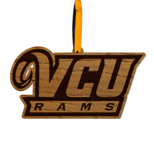 Virginia Commonwealth University Initials Ornament – Crafted from Cherry and Maple Wood – VCU Rams
