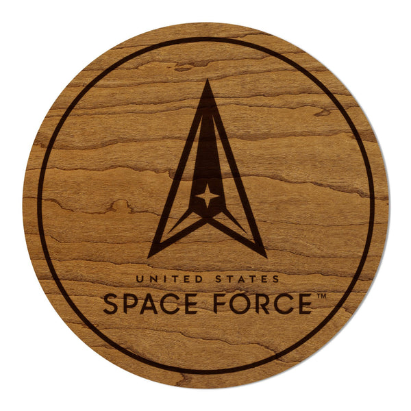 United States Space Force Coaster - Crafted from Cherry or Maple Wood