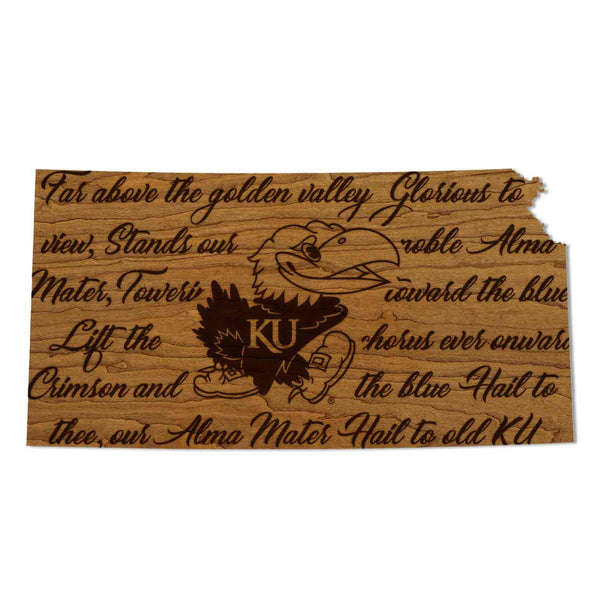 Kansas University Fight Song Wall Hanging - Crafted from Cherry and Maple Wood - Kansas University Jayhawks