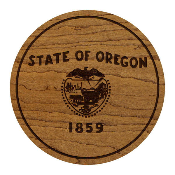 Oregon State Flag Coaster - Crafted from Cherry or Maple Wood