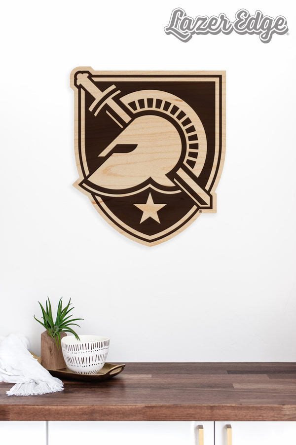 West Point Military Academy Knight and Shield Wall Hanging - Crafted from Cherry and Maple Wood - West Point Black Knights