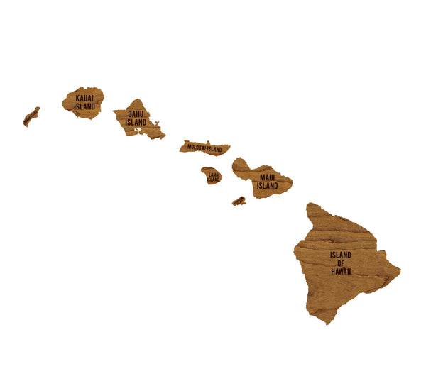 Hawaii County Map Wall Hanging - Crafted from Cherry or Maple Wood