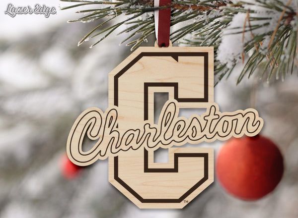 College of Charleston Logo Ornament – Crafted from Cherry Wood – College of Charleston Cougars