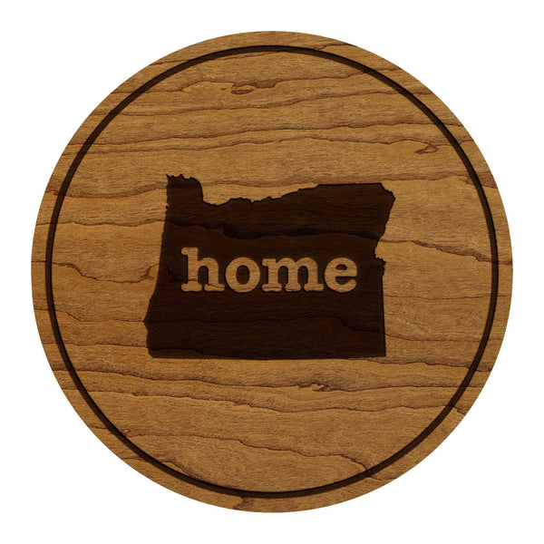 Oregon Home State Map Coaster - Crafted from Cherry or Maple Wood