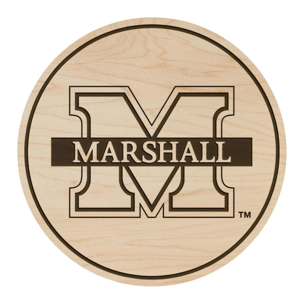 Marshall University Primary Logo Coaster – Crafted from Cherry or Maple Wood – Marshall University Bison