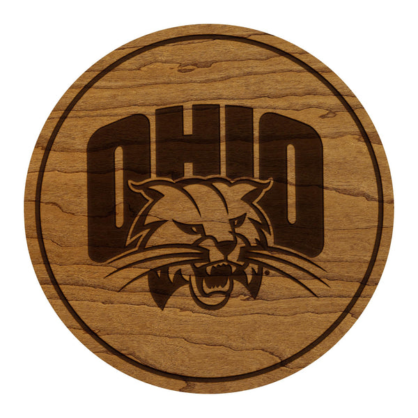 Ohio University Bobcats Coaster – Crafted from Cherry or Maple Wood – Ohio University Bobcats