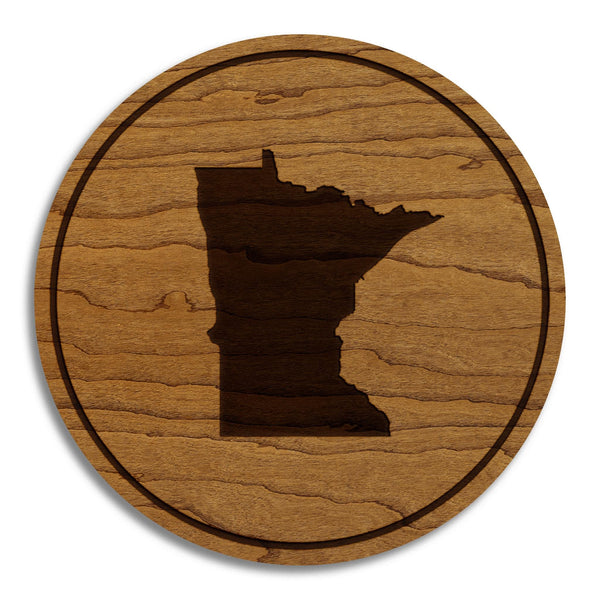 Minnesota State Map Coaster - Crafted from Cherry or Maple Wood