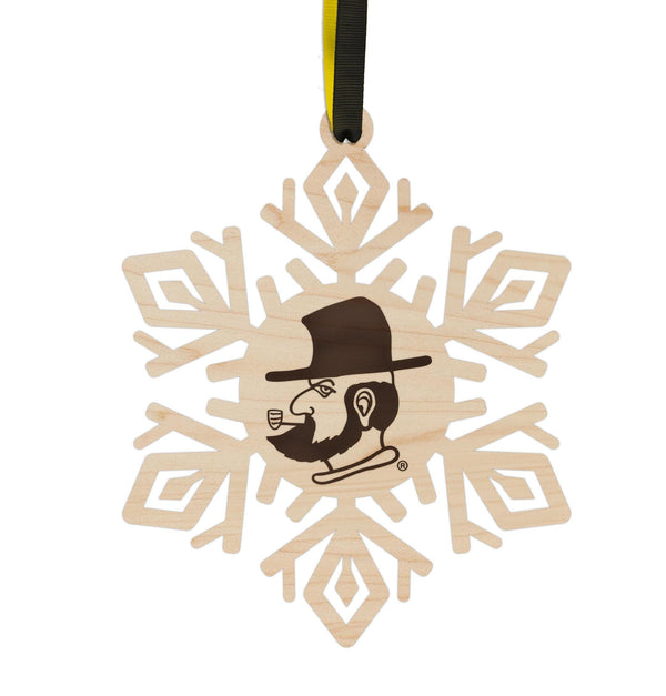 Appalachian State University Yosef Snowflake Ornament – Crafted from Cherry and Maple Wood – App State Mountaineers