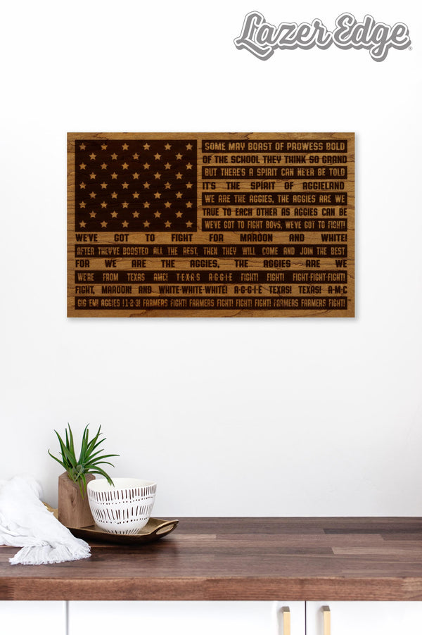 Texas A&M University Fight Song Flag Wall Hanging – Crafted from Cherry and  Maple Wood - TAMU Aggies