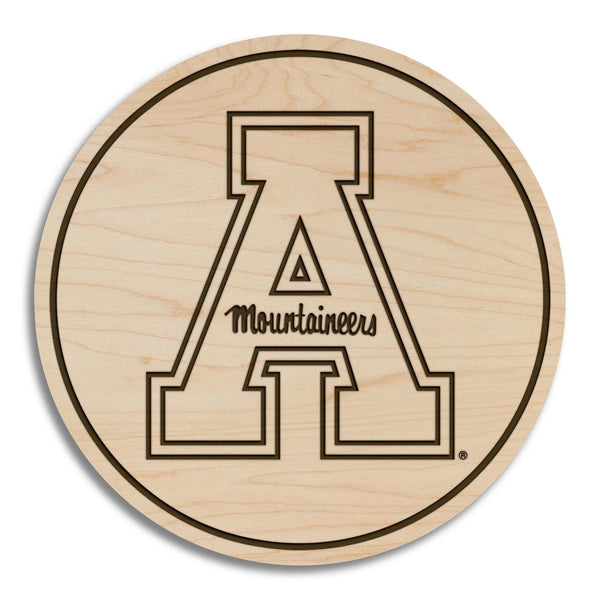 Appalachian State University App A Coaster – Crafted from Cherry or Maple Wood – Appalachian Mountaineers