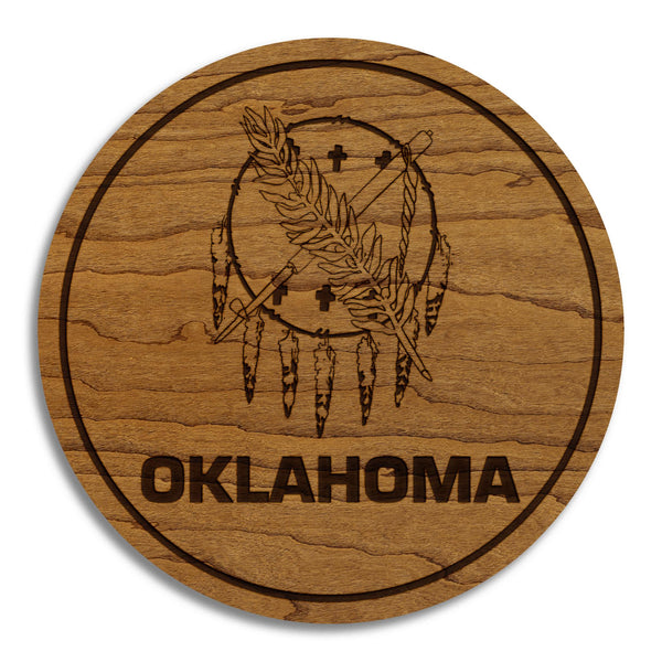 Oklahoma State Flag Coaster - Crafted from Cherry or Maple Wood