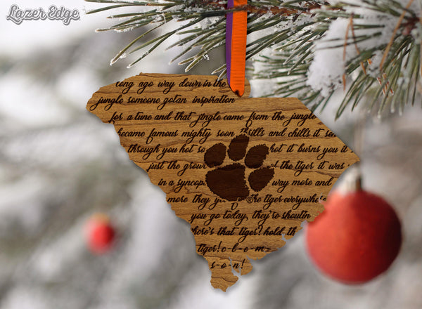 Clemson University Fight Song Ornament – Crafted from Cherry and Maple Wood – Clemson Tigers