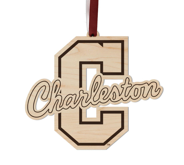 College of Charleston Logo Ornament – Crafted from Cherry Wood – College of Charleston Cougars