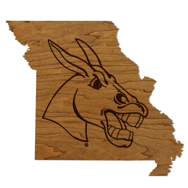 University of Central Missouri Mule on State Wall Hanging – Crafted from Cherry and  Maple Wood - Central Missouri Mules
