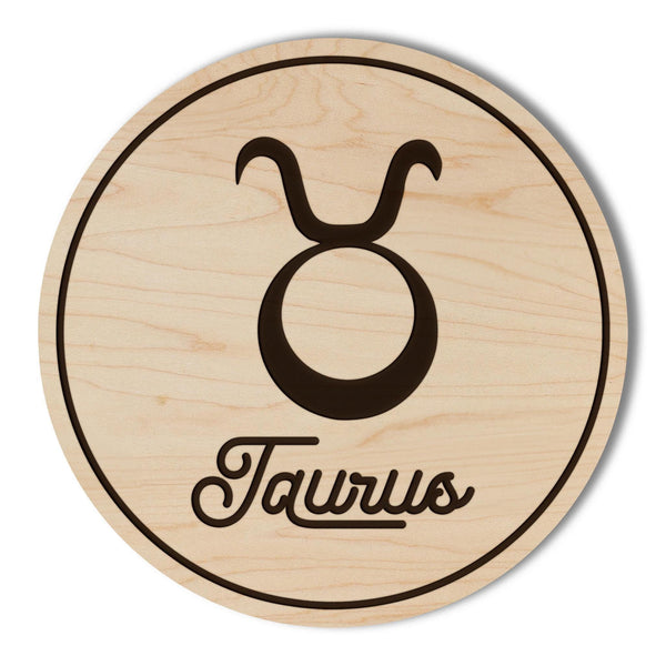 Taurus Sign Zodiac Coaster – Crafted from Cherry or Maple Wood