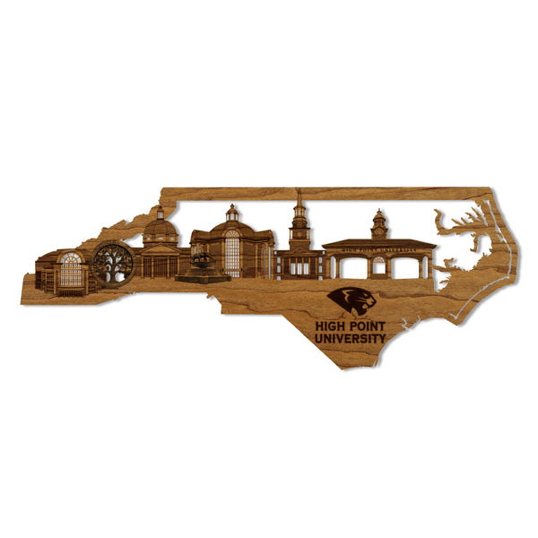 High Point University Skyline Wall Hanging - Crafted from Cherry or Maple Wood
