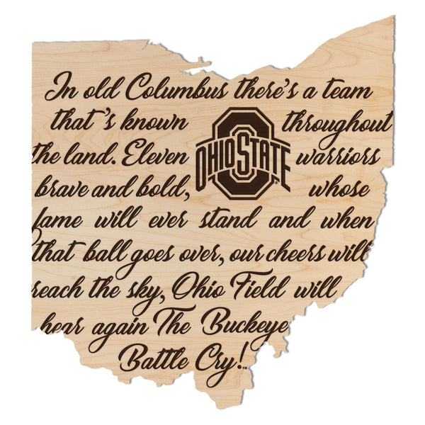 Ohio State University Fight Song Wall Hanging - Crafted from Cherry or Maple Wood - Ohio State Buckeyes
