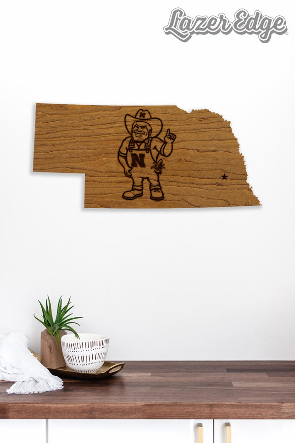 University of Nebraska Herbie on State Wall Hanging – Crafted from Cherry and  Maple Wood - Nebraska Huskers